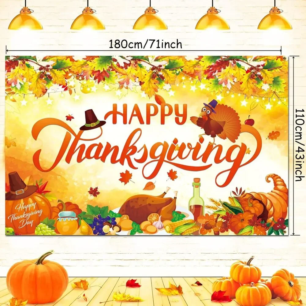 Premium Thanksgiving Backdrop Banner, Large 72x44in
